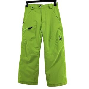 Spyder Ski Pants Kids Size 8 Lime Green Insulated Grow Hem Suspenders Outdoor